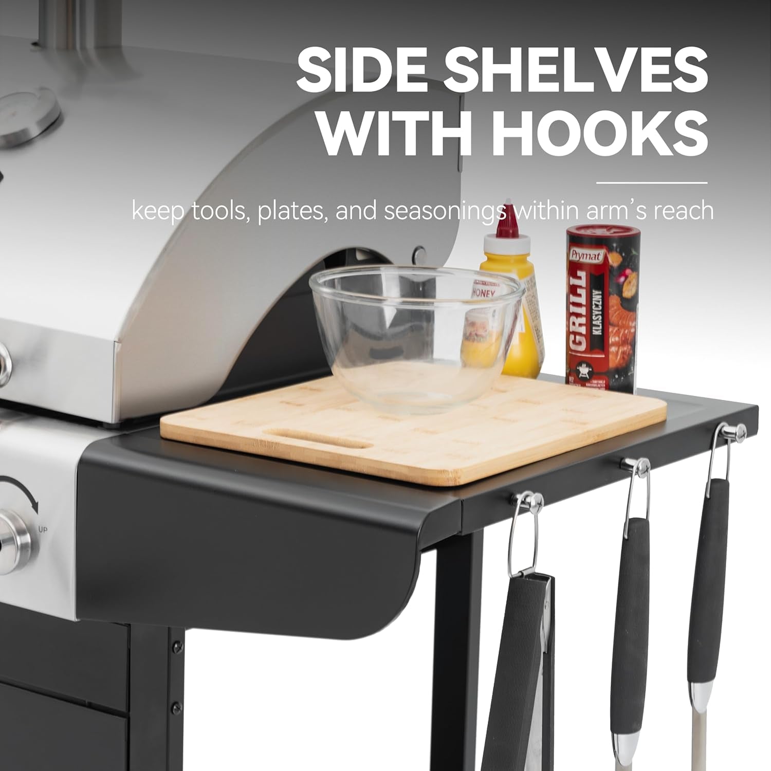 Royal Gourmet ZH3002N Propane Gas and Charcoal Grill Combo. Dual Fuel BBQ Grill with 2 Side Shelves for Outdoor Patio Garden Backyard Barbecue. 20.000 Btus. Silver & Black - Image 4