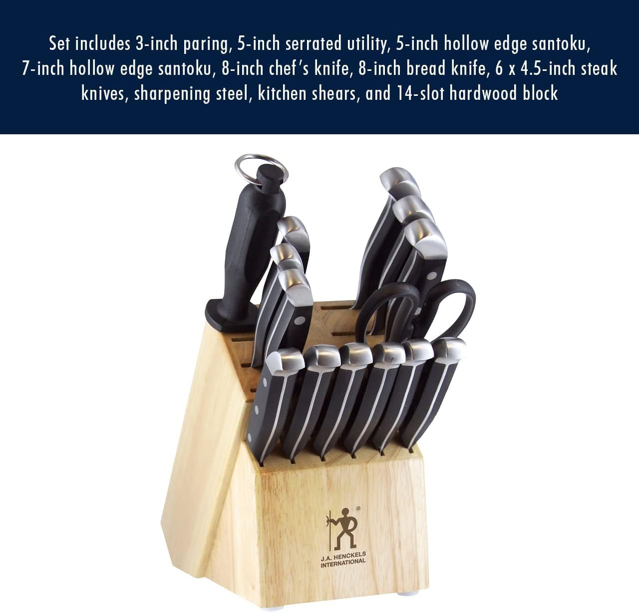 HENCKELS Premium Quality 15-Piece Knife Set with Block. Razor-Sharp. German Engineered Knife Informed by over 100 Years of Masterful Knife Making. Lightweight and Strong. Dishwasher Safe - Image 9