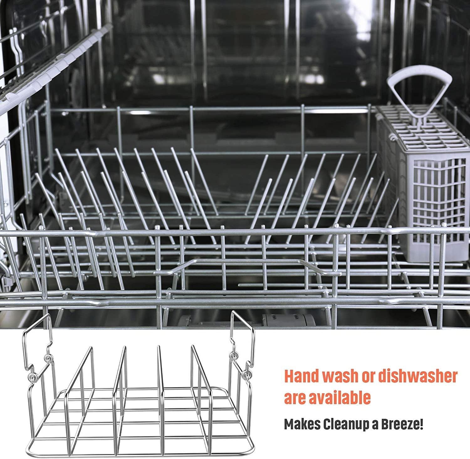 Durable Stainless Steel Rib Rack with a Silicone Oil Brush. BBQ Stand with 2 Handle for Smoker.Oven and Grill. Cook up to 5 Ribs at a Time - Image 7