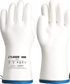 LANON Liquid Silicone Gloves. Heat Resistant Oven Gloves with Fingers. Food Grade. Waterproof. White. Large