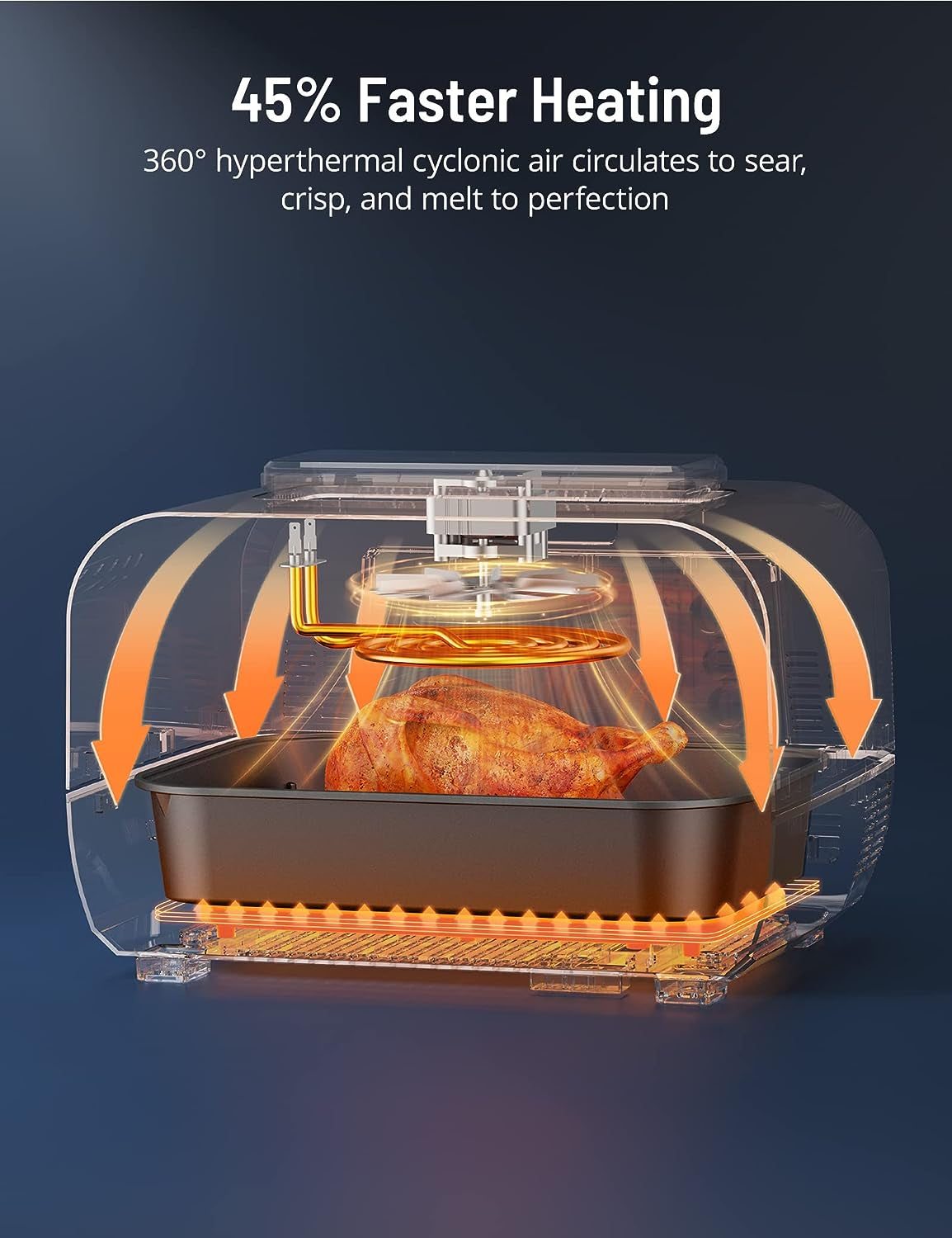 Smokeless Indoor Grill with Air Fryer. Electric Air Fryer Grill Combo. 12-In-1 for Grill. Griddle. Slow Cook. Broil. Bake. Crisp. Roast. Dehydrate. Dual Heating Elements. Easy Knob Control - Image 3