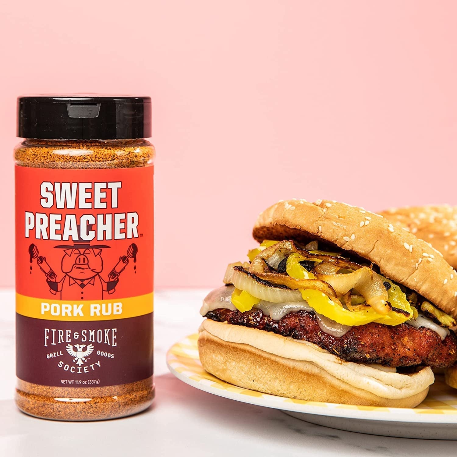 Fire & Smoke Society Sweet Preacher Pork Rub | BBQ Seasoning for Smoking and Grilling Meat | Pulled Pork Ribs Chops. Poultry. Chicken. Beef. Dry BBQ Rubs and Spices | Brown Sugar. Red Spices & Herbs | 11.9 Oz (2-Pack) - Image 4