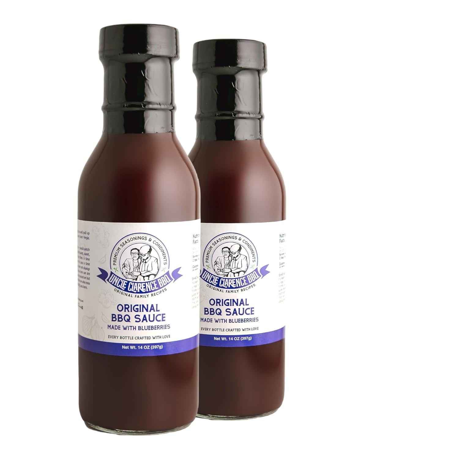 Uncle Clarence Original BBQ Sauce Made with Blueberries 2 Pack All Natural Barbecue Sauce Non GMO. No Preservatives. Vegan Great for Pork. Chicken. Beef. Vegetables