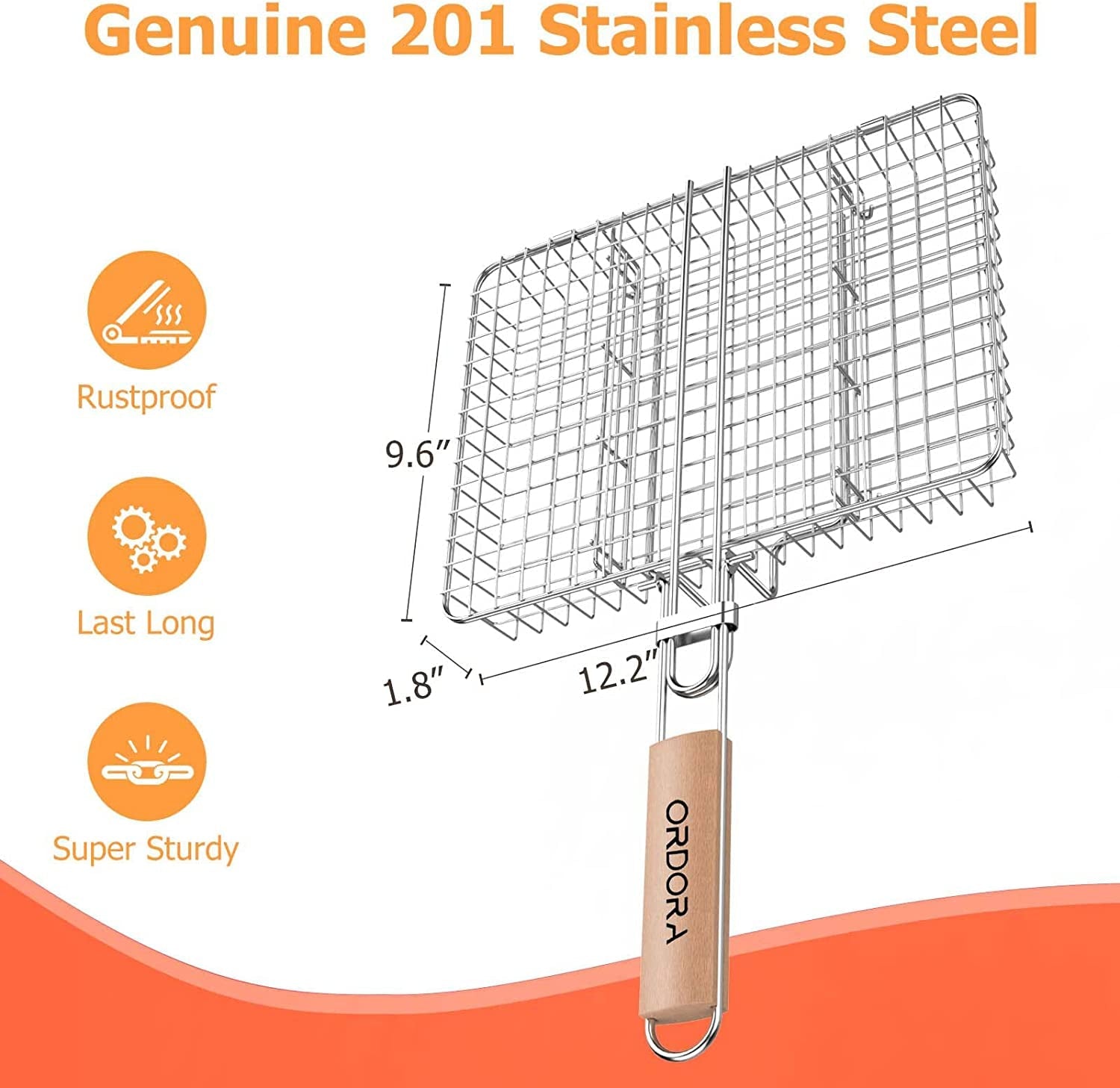 Grill Basket. Fish Grill Basket. Rustproof Stainless Steel BBQ Grilling Basket for Meat.Steak. Shrimp. Vegetables. Chops. Heavy Duty Grill Basket Outdoor Grill Accessories - Image 3