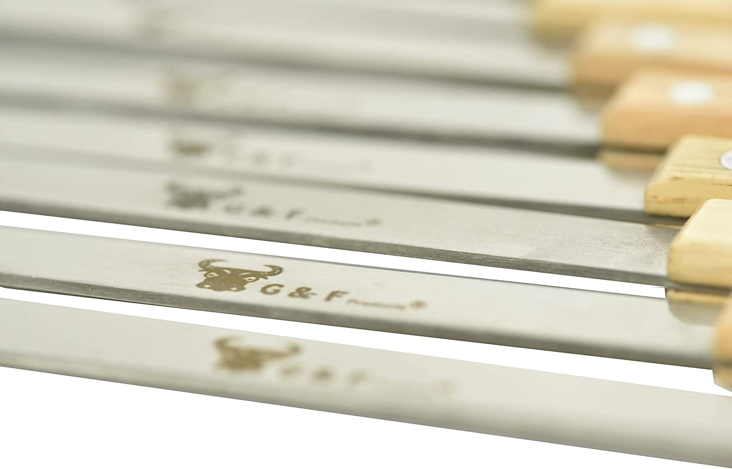 G & F Products 25619 2020 23 Inch Long 5/8 Inch Wide 2Mm Thin Stainless Steel BBQ Skewer 8 Piece. Silver - Image 11