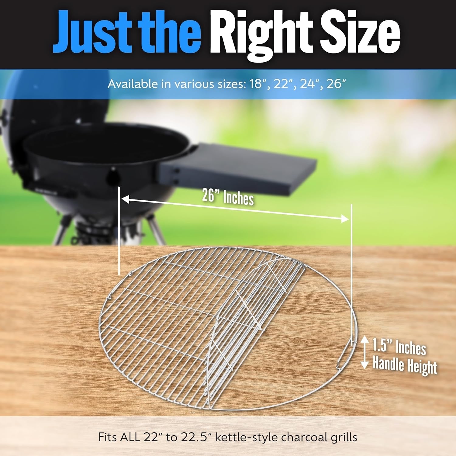 Sns Grills Slow 'N Sear Easyspin Charcoal Grill Cooking Grate - Compatible with Weber and Other Grills. 2-Zone Stainless Steel Hinged Replacement - Tailgating & Backyard Cooking - 26 Inches - Image 5