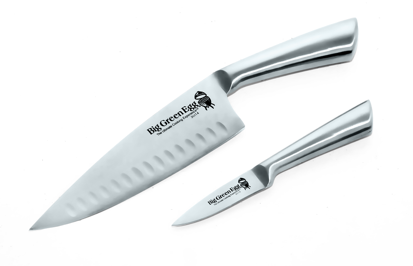 **Discontinued** Big Green Egg: Knife Set Stainless Steel 2 Piece - 8 Chef and 3.5 Paring