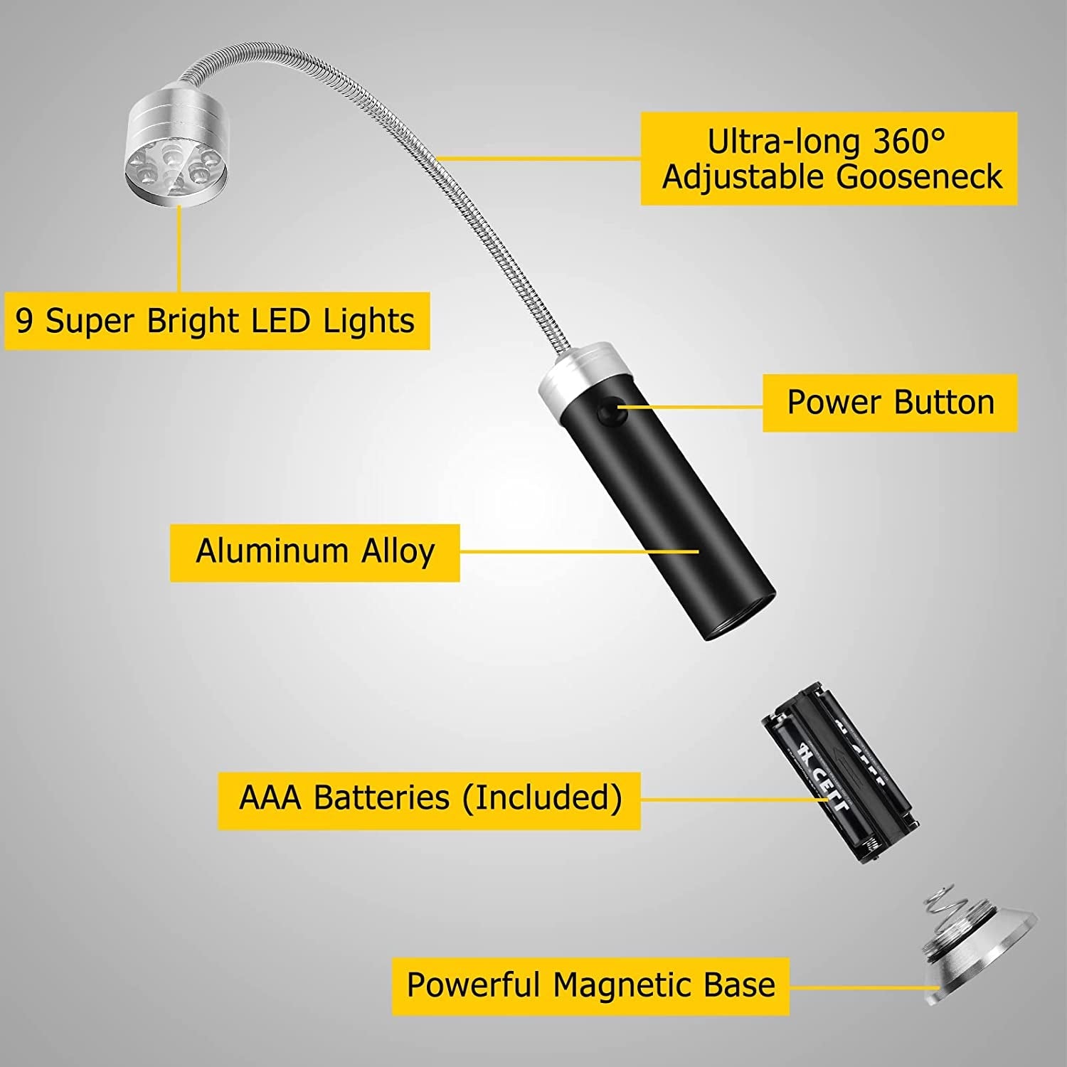 Barbecue Grill Lights. BBQ Accessories for Outdoor Grill with Magnetic Base. Super Bright LED. 360 Degree Flexible Gooseneck. Water and Heat Resistant. Batteries Included - Pack of 2 - Image 4
