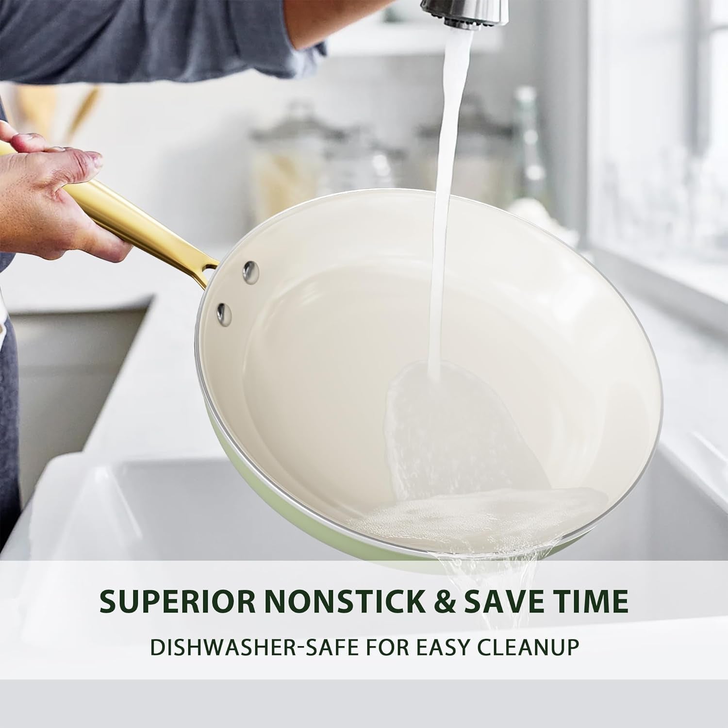 Pots and Pans Set Non Stick - VONIKI Ceramic Cookware Set with Cooking Utensils Set. Non Toxic Kitchen Cookware Sets Dutch Oven Pot with Lid Saucepan Set Sauté Pan Frying Pan Set for Cooking Gifts - Image 9