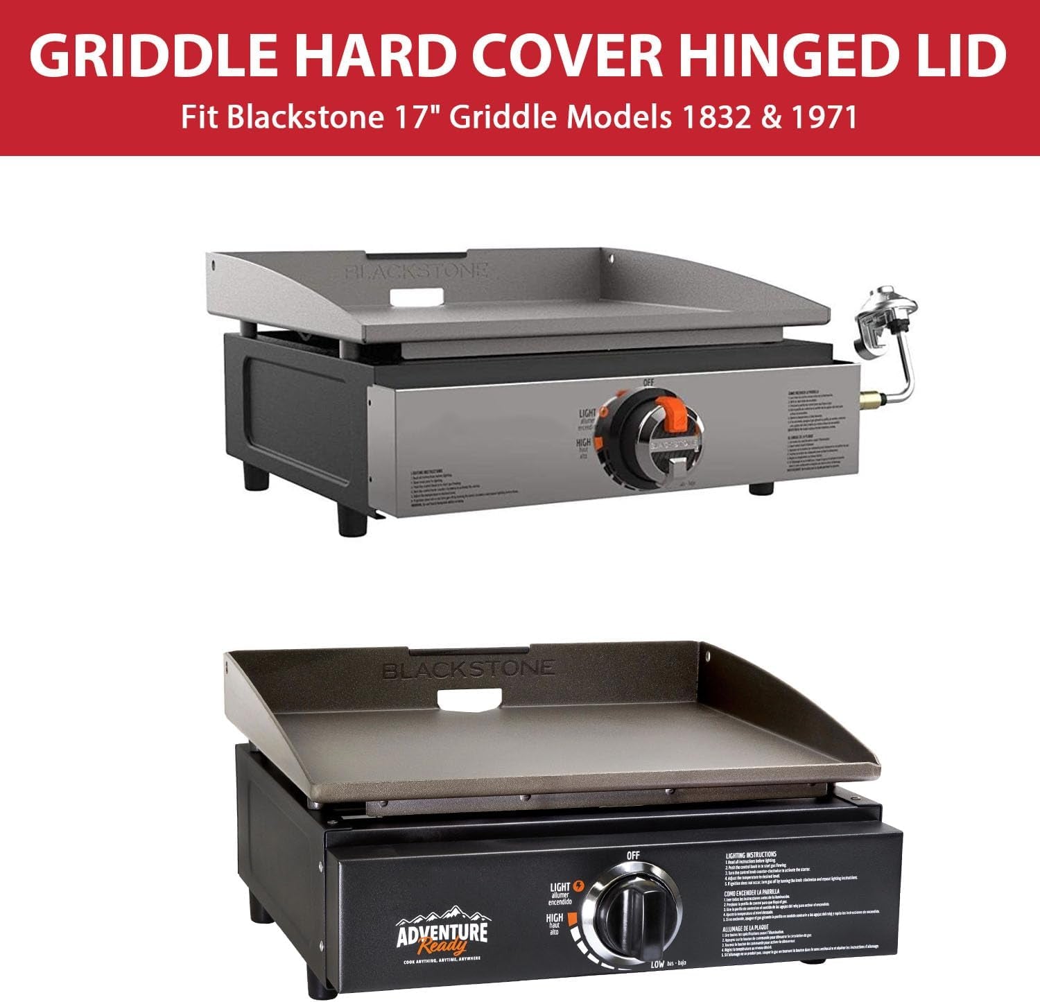 Grill Lid for Blackstone 17 Inch Griddle. Griddle Hood Hard Cover with Temperature Gauge for Blackstone 1832 1971 1814 1650 1900 & Blackstone Adventure Griddle. 17 Flat Top Griddle Lid - Image 2