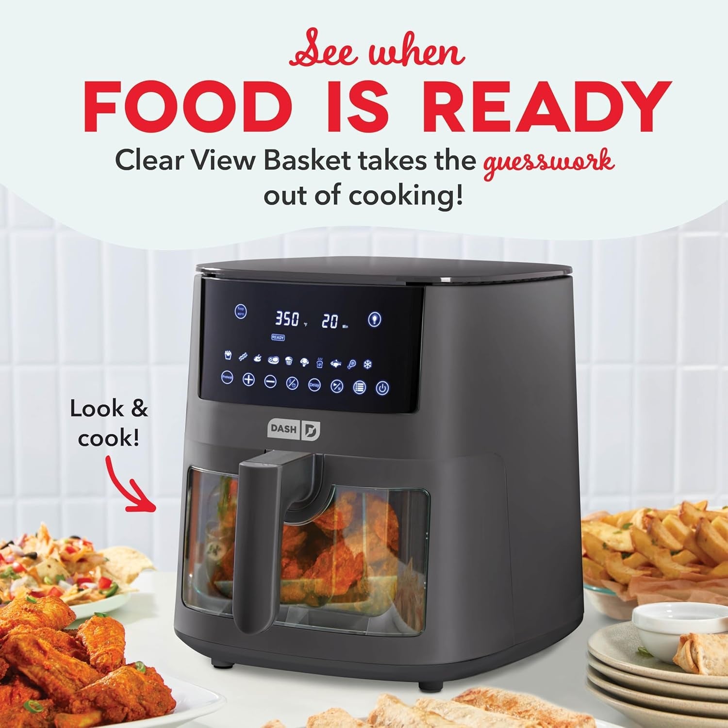 DASH 7Qt Clear View Digital Air Fryer - Forged Iron - Image 3