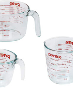 Pyrex Essentials Glass Measuring Cups Set (3‑Pack) – 1. 2 & 4 Cup. Oven. Microwave & Dishwasher Safe