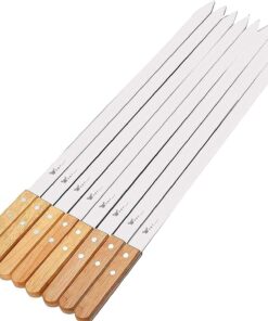 G & F Products 25619 2020 23 Inch Long 5/8 Inch Wide 2Mm Thin Stainless Steel BBQ Skewer 8 Piece. Silver
