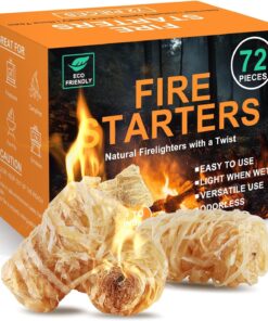 Realcook Natural Fire Starter for Campfires: All Weather Firestarters - Odorless Charcoal Starters for Grill | Fire Pit | Indoor Fireplaces | BBQ | Wood Stove | Smoker - 72 Counts