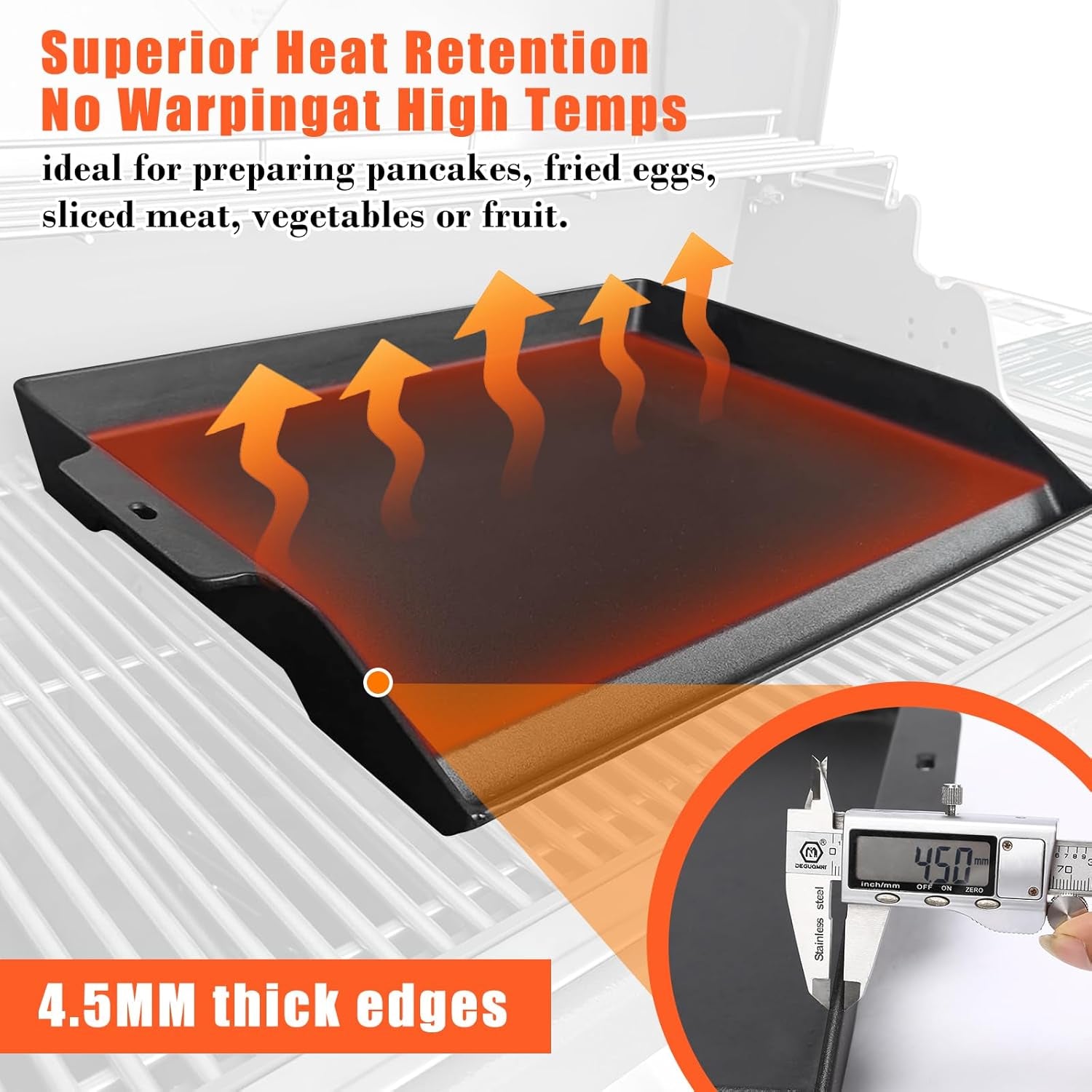 Universal Cast Iron Cooking Griddle 23 X 16. Nonstick Cast Iron Griddle Flat Top. Grill Plate with Extra High Sidewalls and Deep Grease Groove for Gas Grills and 4-5 Burner Range Oven - Image 8