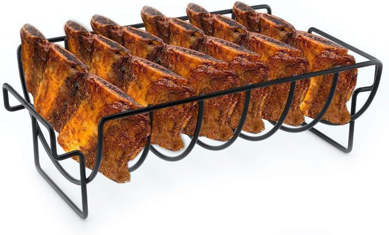 KUNANG BBQ Rib Racks for Smoking.Turkey Roasting Rack Roast Rack Dual Purpose Fit for Smoker.Oven and Grill - Image 2