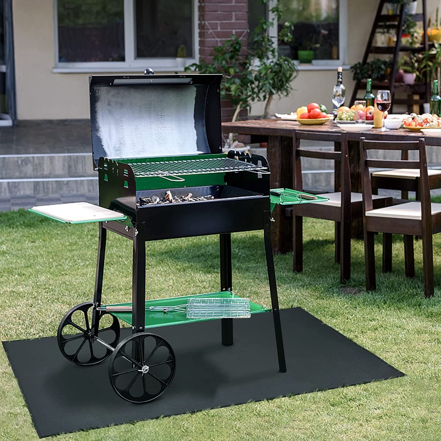 under Grill Mat 48 ×30 Inch for Outdoor Charcoal. Flat Top. Smokers. Gas Grills.Oil-Proof and Water-Proof BBQ Fireproof Mat Protects Deck Grass. Indoor Fireplace Mat - Image 7