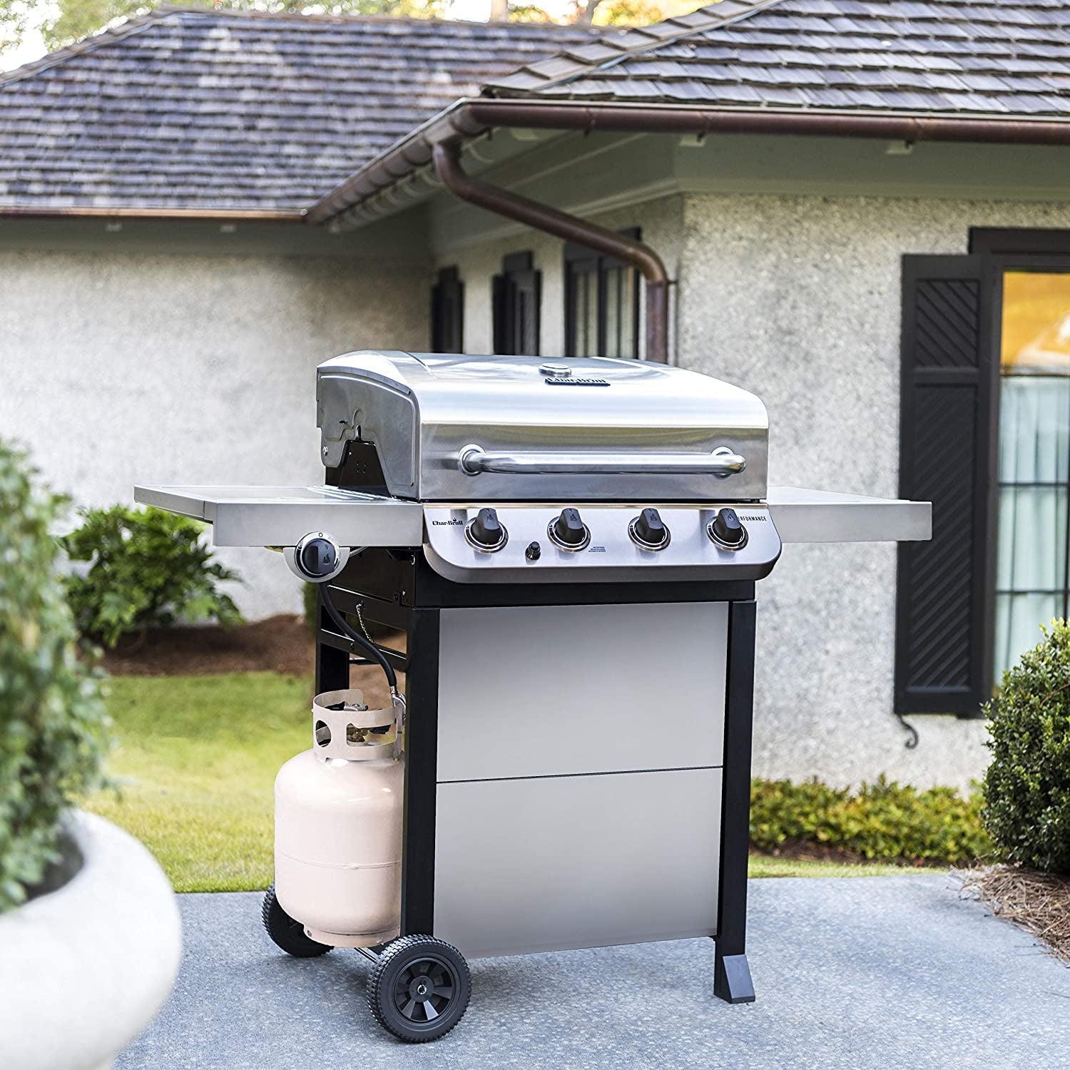 Performance Series Convective 4-Burner with Side Burner Cart Propane Gas Stainless Steel Grill - 463377319 - Image 3