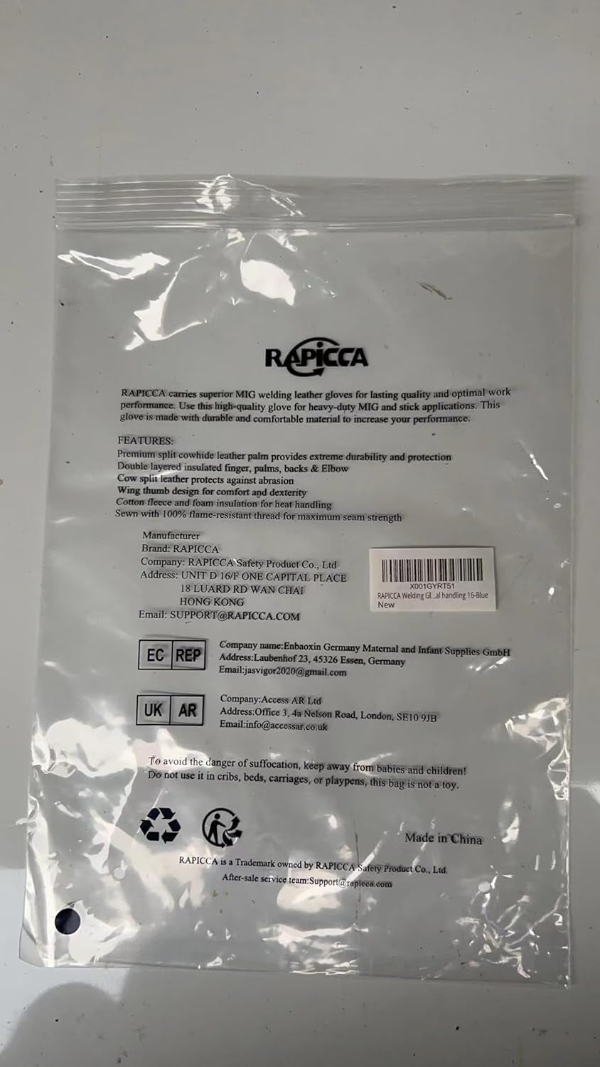 Welding Gloves Blue 16 Inches.932℉. Leather Forge/Mig/Stick Welding Gloves Heat/Fire Resistant. Mitts for Oven/Grill/Fireplace/Furnace/Stove/Pot Holder/Bbq/Animal Handling - Image 9