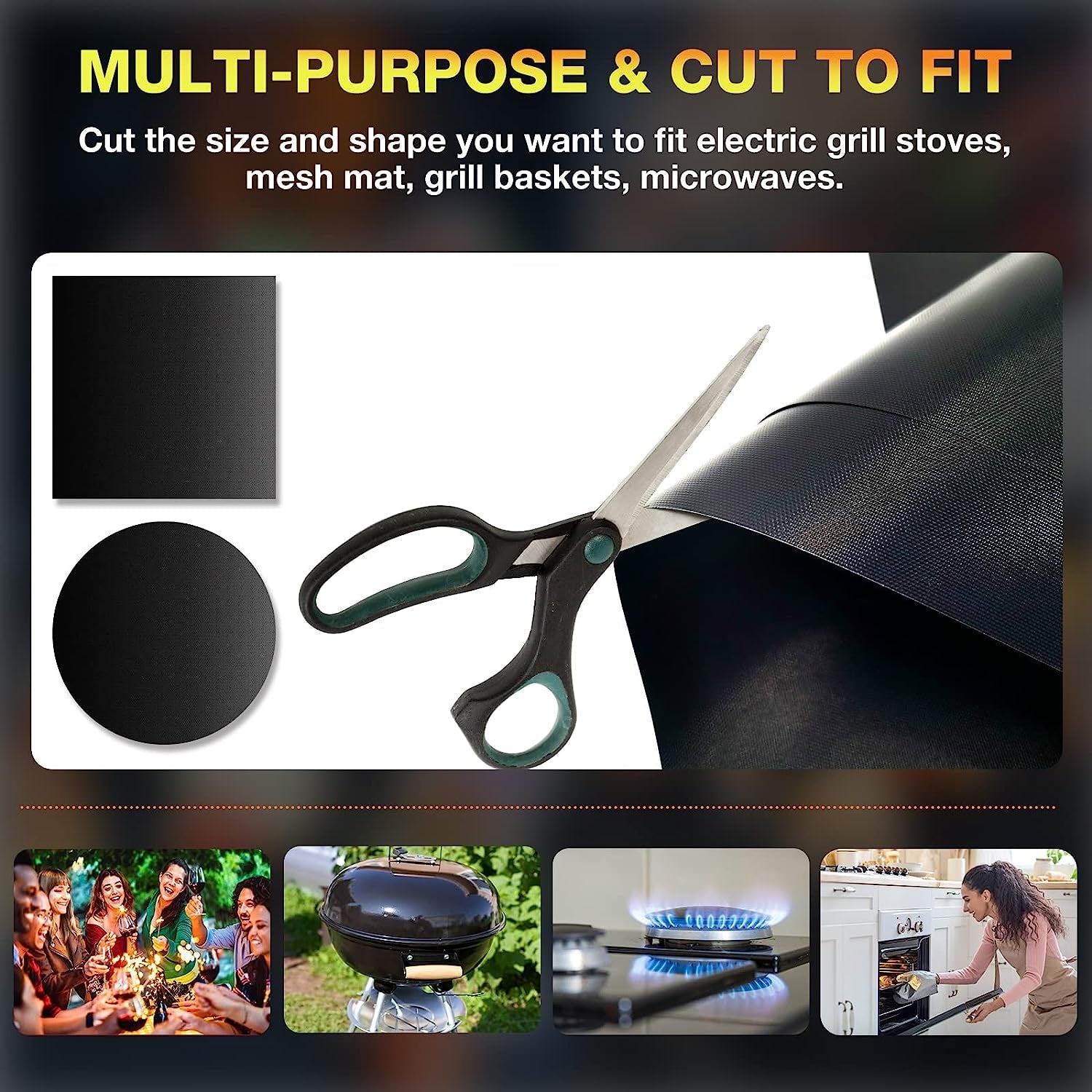 Grill Mats for Outdoor Grill Set of 6 BBQ Grill Mat Non-Stick Reusable Heavy Duty Grilling Mats Teflon Grill Sheets Grill Tools BBQ Accessories for Charcoal Grill Gas Electric Smokers Barbecue Camping - Image 4