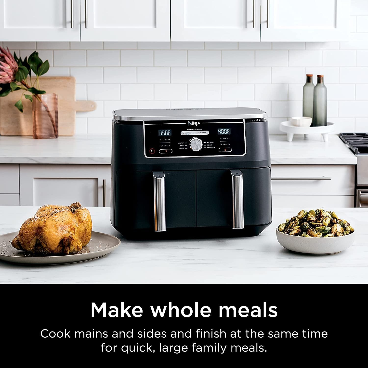 DZ401 Foodi 10 Quart 6-In-1 Dualzone XL 2-Basket Air Fryer with 2 Independent Frying Baskets. Match Cook & Smart Finish to Roast. Broil. Dehydrate for Quick. Easy Family-Sized Meals. Grey - Image 11