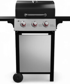 Gasone GP-1030S One 3 Burner Stainless Steel– Outdoor Cabinet Style with Wheels-High-Temperature Paint Coating Gas BBQ Grill – Elegant and Luxurious Design. Black