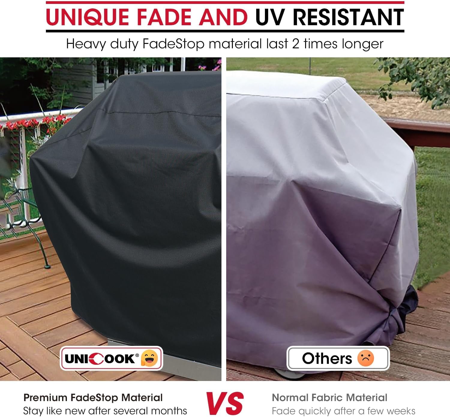 Unicook Heavy Duty Waterproof Barbecue Gas Grill Cover. 65-Inch BBQ Cover. Special Fade and UV Resistant Material. Durable and Convenient. Fits Grills of Weber Char-Broil Nexgrill Brinkmann and More - Image 3