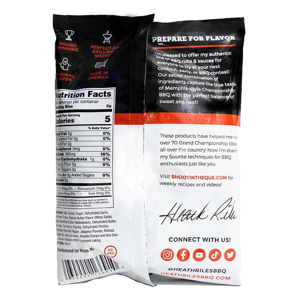 Heath Riles BBQ Rub. Garlic Jalapeño Rub Seasoning. Champion Pitmaster Recipe. Shaker Spice Mix. 2 Lb./32 Oz. - Image 2