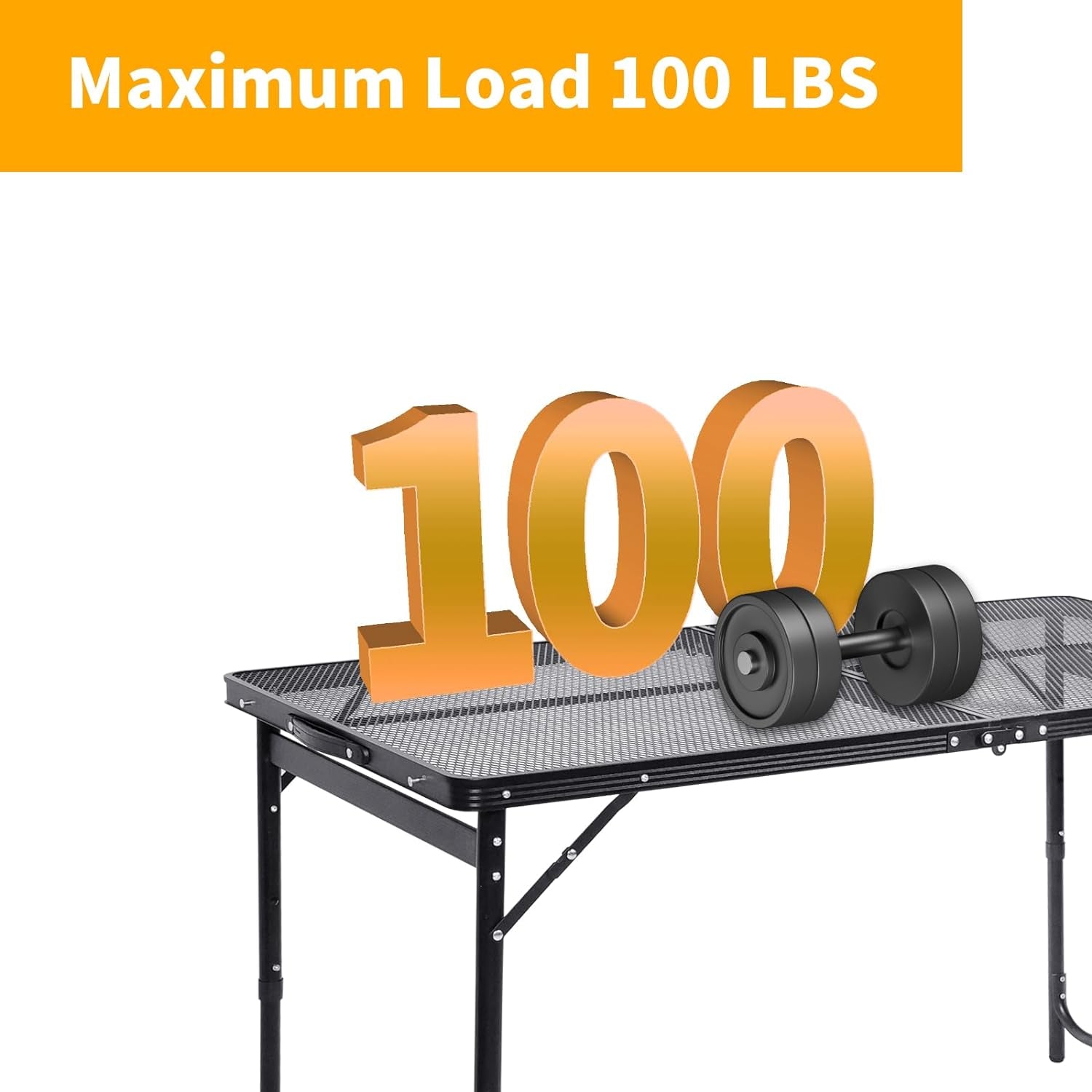 Moosinily Picnic Table 4Ft Grill Table Mesh Top Light Weight Portable Table with Carry Handle Adjustable Height Folding Camping Table for Outdoor Indoor Grill BBQ Travel Barbucue Beach RV Black - Image 8