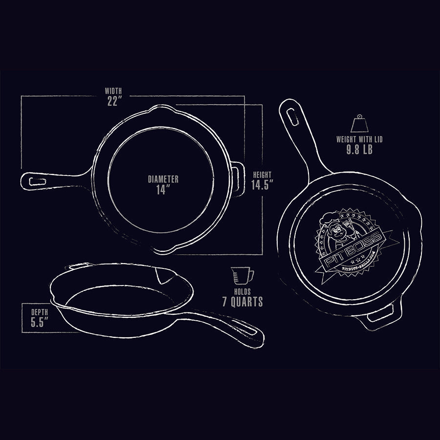 14in Cast Iron Deep Skillet with Lid - Image 6