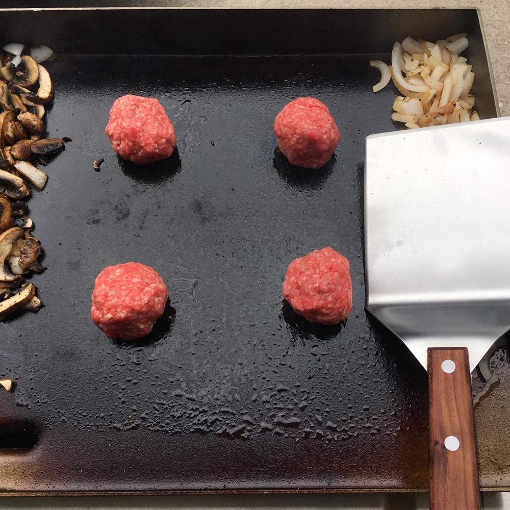 Stainless Steel Griddle Hamburger Spatula with Strong Wooden Handle. 13.5 X 5 Inches. Heavy Duty Spatula Turner with a Hook. Great for Pancake Flipper. Fish. Eggs. Burgers. Omelet and More - Image 7