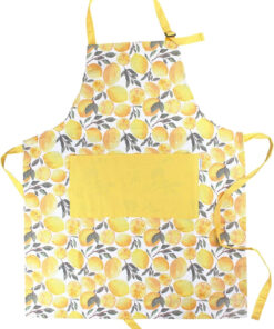 Adjustable Designer Kitchen Apron for Adults | 100% Machine Washable Cotton Cooking Apron with Pockets and Adjustable Neck Buckle | 27 Wide X 33 Long | Yellow Lemons
