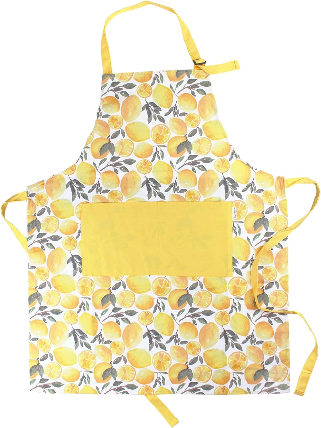 Adjustable Designer Kitchen Apron for Adults | 100% Machine Washable Cotton Cooking Apron with Pockets and Adjustable Neck Buckle | 27 Wide X 33 Long | Yellow Lemons