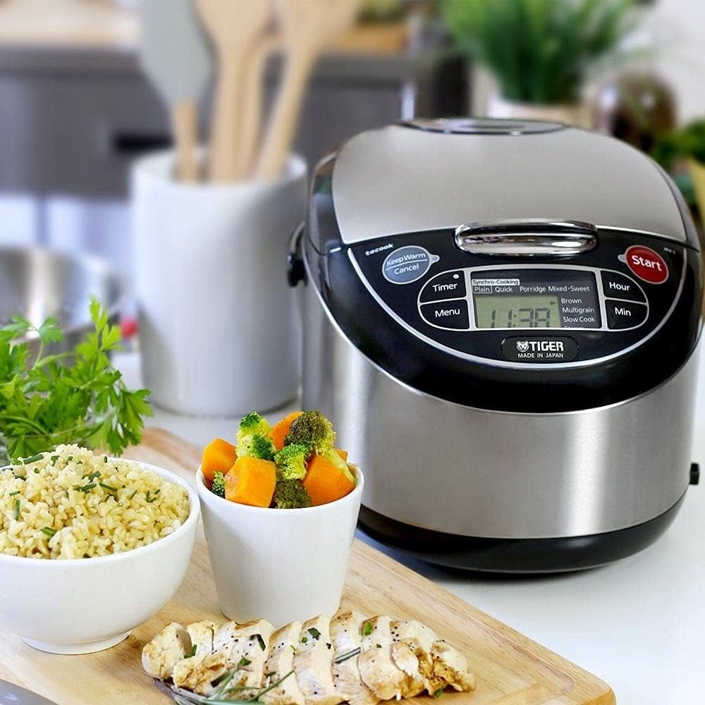 Tiger Corporation JAX-T10U-K 5.5-Cup (Uncooked) Micom Rice Cooker with Food Steamer & Slow Cooker. Stainless Steel Black - Image 6