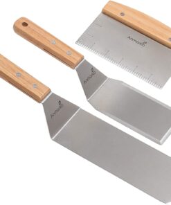 Professional Metal Spatula Set - Stainless Steel Spatula and Griddle Scraper - Heavy Spatula Griddle Accessories Great for Cast Iron Griddle BBQ Flat Top Grill - Commercial Grade