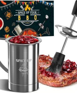 Grilling Gifts for Men Smoker Accessories - BBQ Sauce Pot and Basting Brush Set Cool Kitchen Gadgets. Unique Christmas Stocking Stuffer Gifts for Dad Father Son Grandfather Women Fun Cooking Supplies
