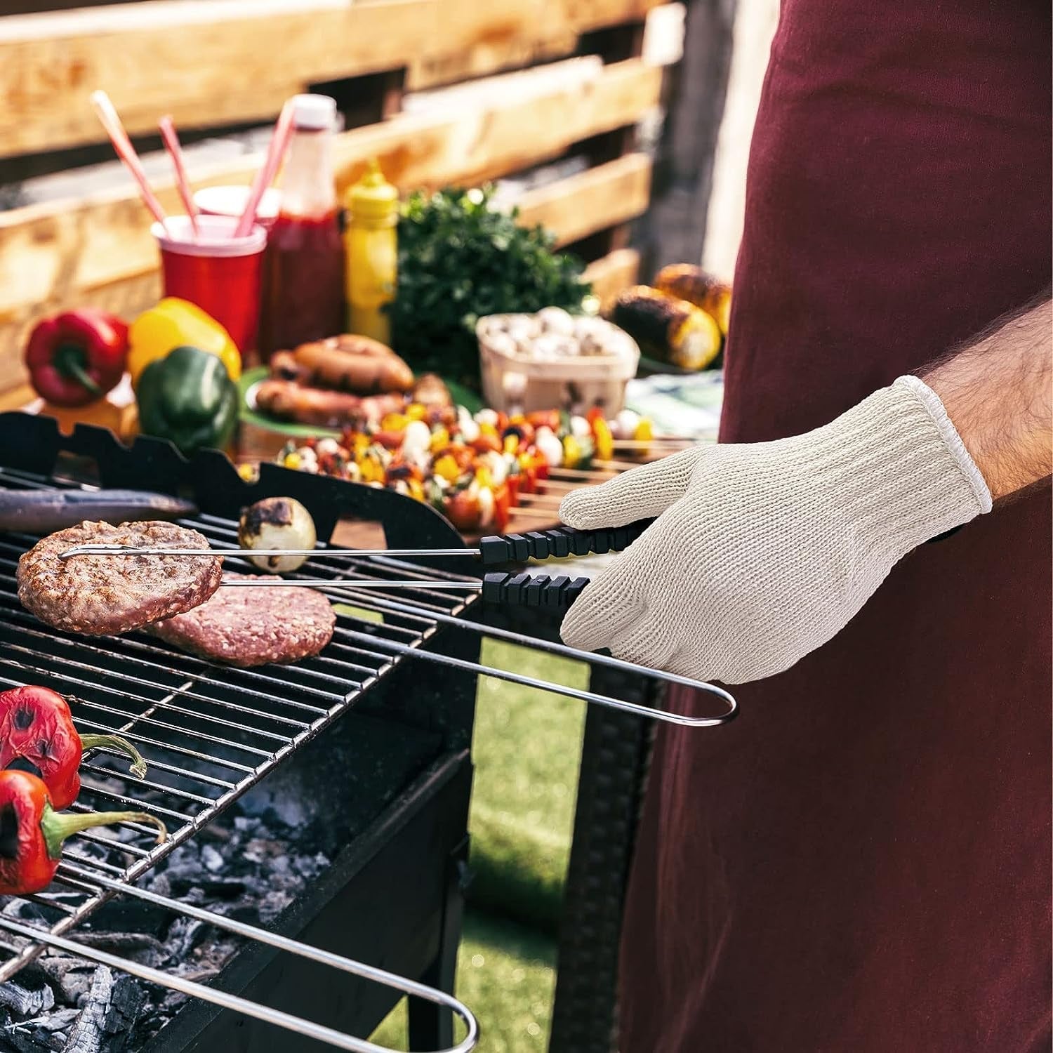 12 Pairs Cotton Glove Liners for BBQ. Cooking. Grilling. Food Handling - Safety Work Gloves Hand Saver. Large - Image 3