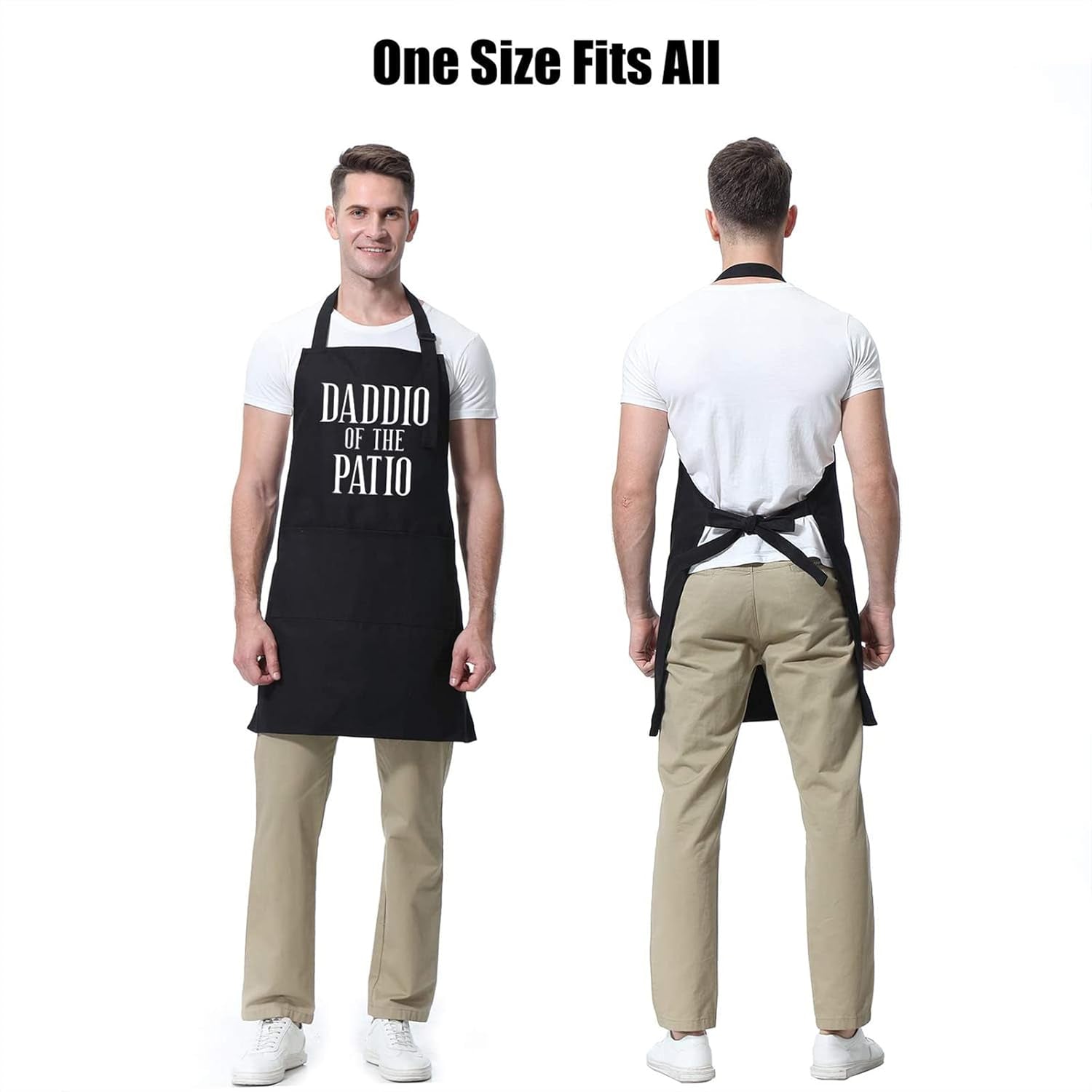 Miracu Grill Apron for Daddy - Daddio of the Patio - Dad Gifts from Daughter. Son - Funny Fathers Day. Birthday Gifts for Dad. Best Step Daddy. Father in Law - Papa Aprons for Grilling BBQ Cooking - Image 4