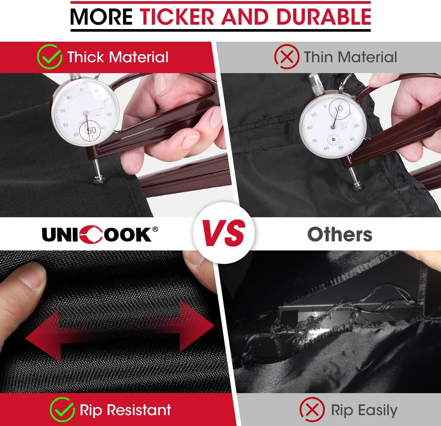 Unicook Grill Cover 55 Inch. Heavy Duty Waterproof Barbecue Gas Grill Cover. Fade and UV Resistant BBQ Cover. Durable Barbecue Cover. Compatible for Weber Char-Broil Nexgrill Grills and More - Image 6