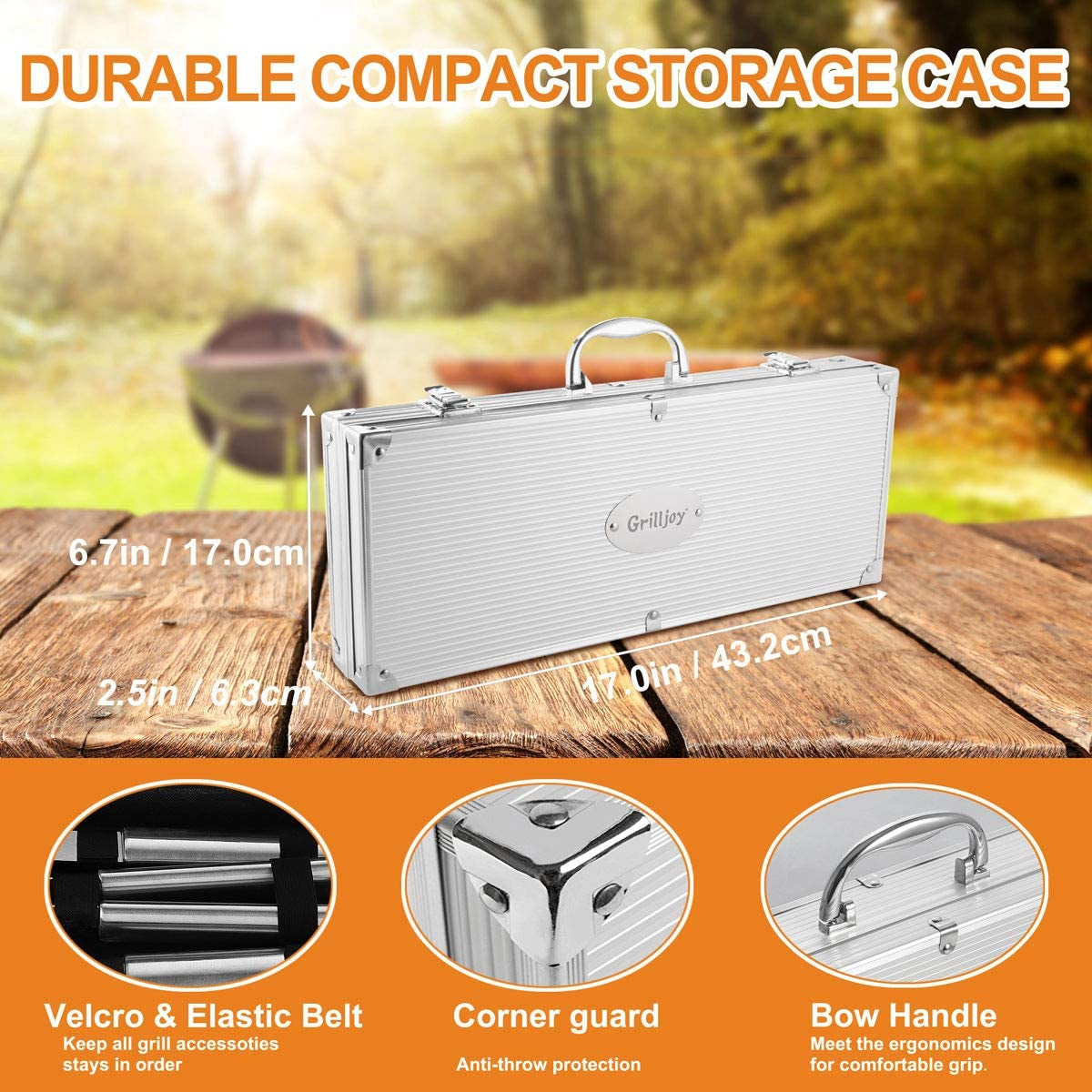 20PCS Heavy Duty BBQ Grill Tools Set - Extra Thick Stainless Steel Spatula. Fork& Tongs. Complete Barbecue Accessories Kit in Aluminum Storage Case - Perfect Grill Gifts for Men - Image 6