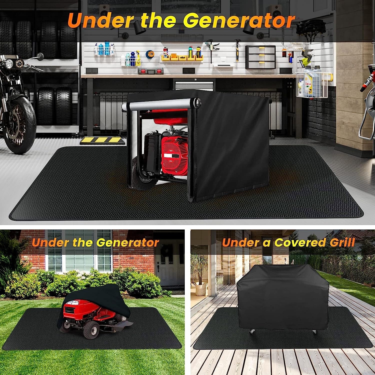 Super Extra Large 90X48 Inch under Grill Mat for Outdoor Grill. Charcoal. Flat Top. Smoker. Deck Patio Protection Mats. Indoor Fireplace Mats. Fire Pit Mat. Both Sides Fireproof Waterproof Pad - Image 3