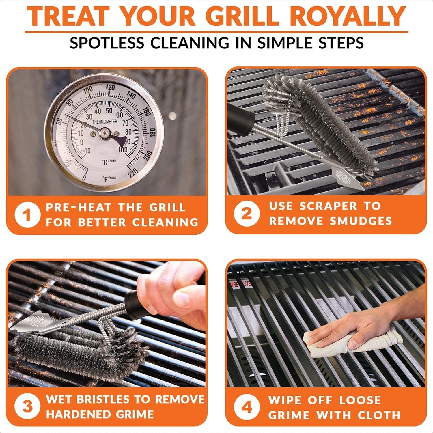 BBQ Grill Brush and Scraper 18 | Stainless Steel Cleaning Brush Accessories | Best for Weber Gas. Charcoal. Porcelain. Cast Iron. All Grilling Grates - Image 5