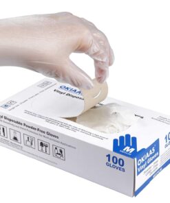 Disposable Gloves M. Food Safe| Latex-Free and Powder-Free Clear Vinyl Gloves for Cooking. Food Prep. Household Cleaning. Exam| Medium.100 Counts/Box