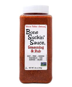 Bone Suckin' Seasoning & Rub. Original Blend. 26 Oz - Grilling Rubs. Dry Pork Rub. Gluten-Free. Non-Gmo. Kosher. Great on Ribs. Pork. Beef. Chicken. Seafood. Pasta. Vegetables & Even Popcorn! No Msg - 1 Pc