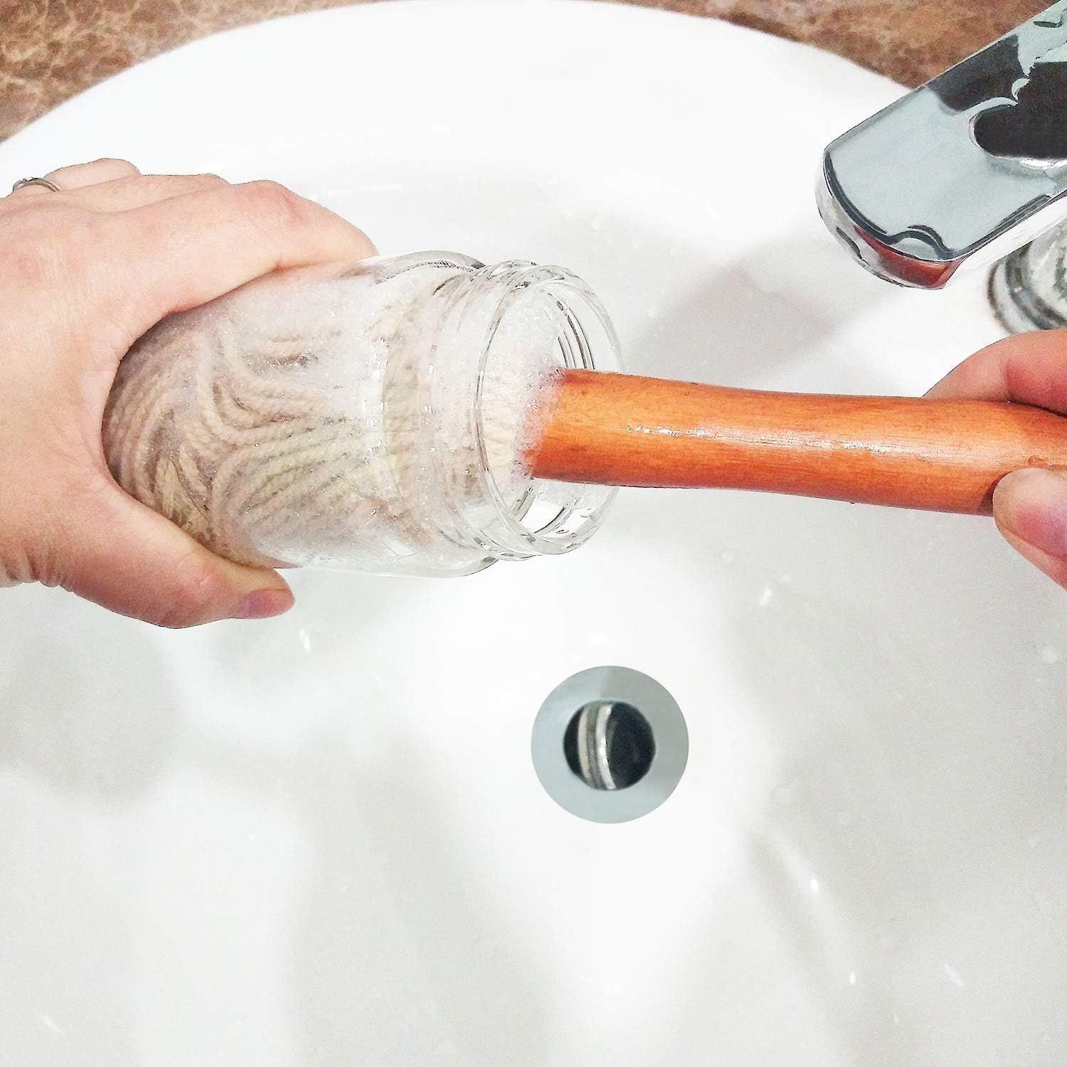 16 BBQ Sauce Basting Mops & Brushes for Roasting or Grilling. Apply Barbeque. Marinade or Glazing. Cotton Fiber Head and Hardwood Handle. Dish Mop Style. Perfect for Cooking or Cleaning - Pack of 3 - Image 8