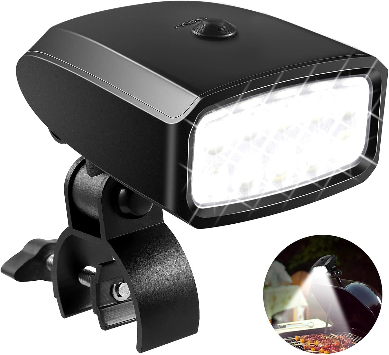 Grill Light Outdoor. LED BBQ Light Gift for Men Dad Boyfriend Rotatable Grill Accessories with 10 Super Bright LED Lights Including Sturdy Clamp Mount Fits Handle (Battery NOT Included)