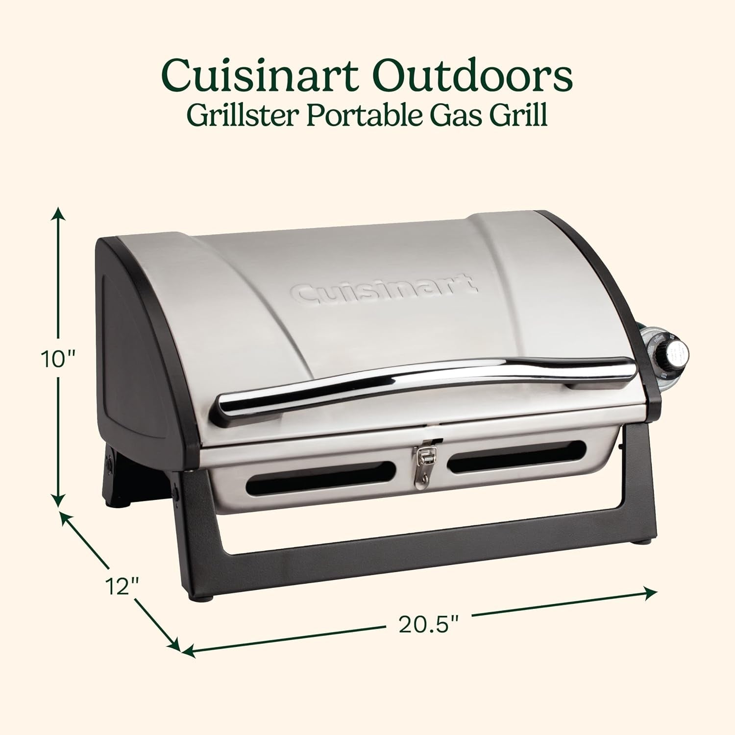 Cuisinart Grillster Portable Gas Grill. Stainless Steel Compact BBQ Grill with Locking Lid for Easy Transport. 8000 BTU Propane Grill with Dishwasher Safe Cooking Grate. Small Grill for Camping & Bbqs - Image 2