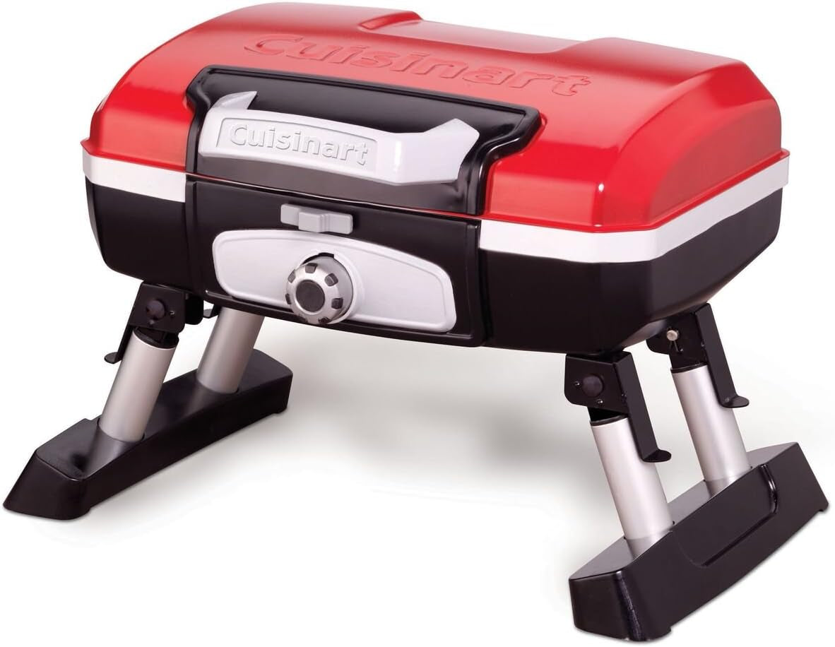 Cuisinart Petite Gourmet Portable Gas Grill. Compact & Lightweight Tabletop Small Grill for Bbqs. Camping. Tailgates & Small Spaces. 5.500 BTU Burner Folding with Carry Handles. Red - Image 10