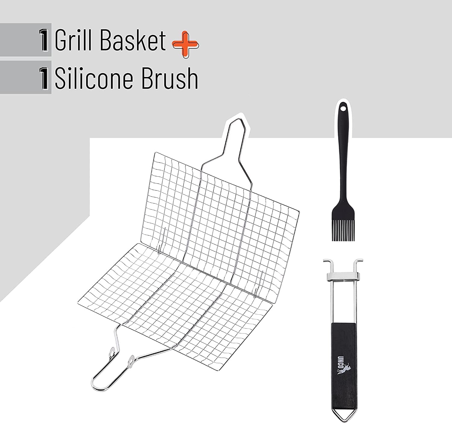 UNCO- Grill Basket. Stainless Steel. Fish Grill Baskets for Outdoor Grill. Vegetable Grill Basket. BBQ Grill Basket. BBQ Basket. Grilling Basket. Fish Basket for Grilling. Grill Accessories. - Image 2