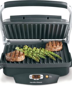 Hamilton Beach Steak Lover'S Electric Indoor Searing Grill. Nonstick 100 Square. Stainless Steel (25331). Black and Stainless. Medium